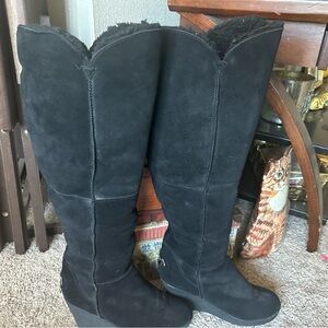 BearPaw Black Over the Knee Boots